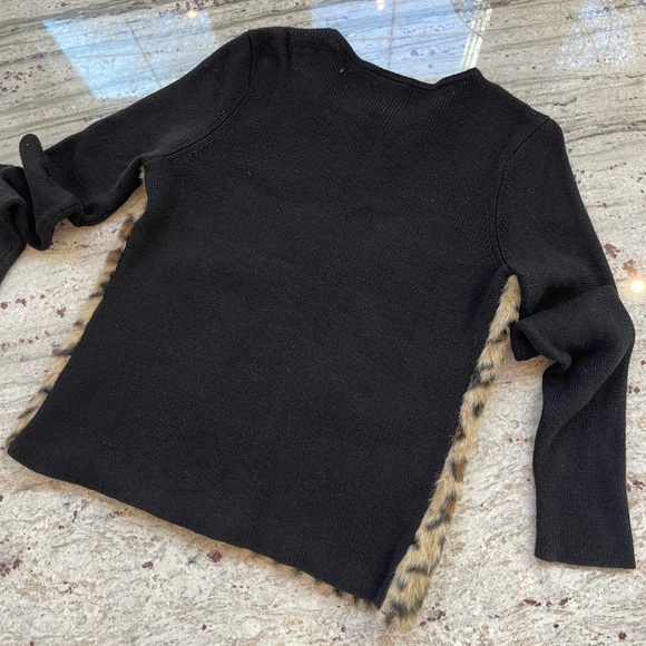 Ann Taylor Faux Fur Leopard Front Full Zip Sweater Jacket Women's size MP - Picture 5 of 11